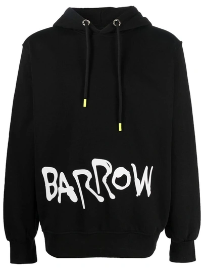 Shop Barrow Logo Cotton Hoodie In Black