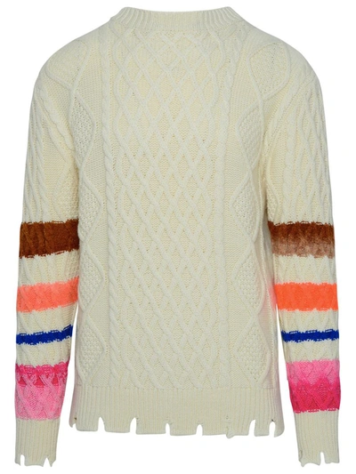 Shop Barrow Wool Blend Sweater In White