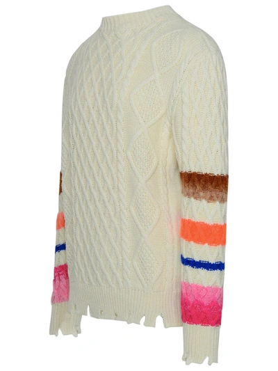 Shop Barrow Wool Blend Sweater In White