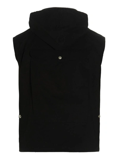 Shop Kenzo Maxi Pocket Hooded Vest In Black