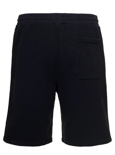 Shop Golden Goose Black Shorts With Contrasting Monogram Print In Cotton Man In Blu