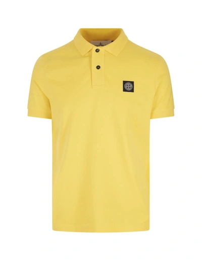 Shop Stone Island Piqué Slim Fit Polo Shirt In Yellow
