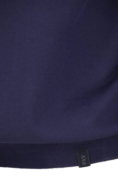 Shop Fay Cotton Crew-neck Jumper In Blue