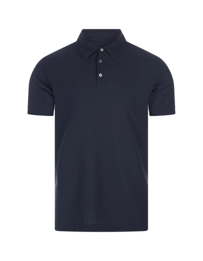 Shop Zanone Navy Icecotton Slim Fit Polo Shirt In Blue
