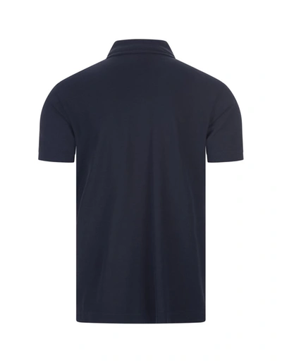 Shop Zanone Navy Icecotton Slim Fit Polo Shirt In Blue