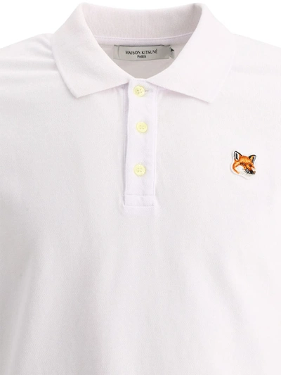 Shop Maison Kitsuné "fox Head" Polo Shirt In White