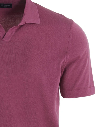 Shop Drumohr Frost Cotton Polo Shirt In Fuchsia