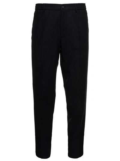 Shop Tagliatore Black Slim Trousers In Stretchy Wool Man
