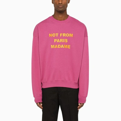 Shop Drôle De Monsieur Light Purple Crew Neck Sweatshirt With Slogan In Pink