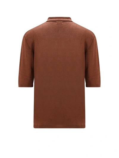 Shop Laneus Polo Shirt In Brown