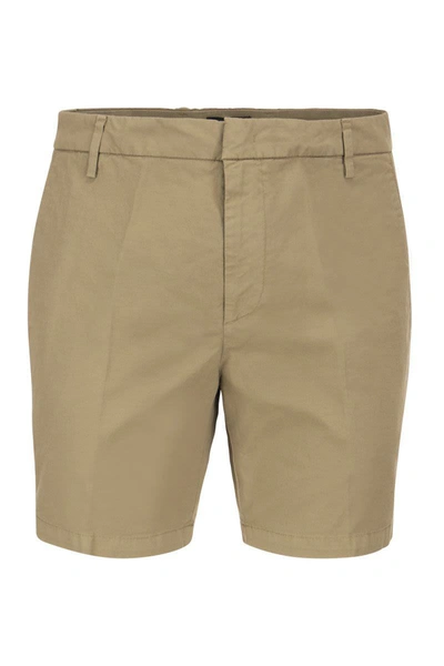 Shop Dondup Manheim - Cotton Blend Shorts In Turtledove
