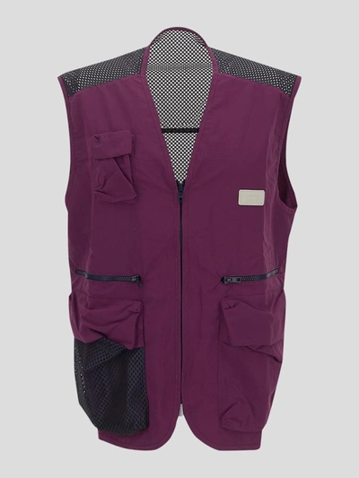 Shop Lc23 Jackets In <p> Vest In Violet Nylon With Contrasting Mesh Details