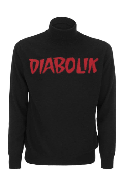 Shop Mc2 Saint Barth Diabolik Turtleneck Sweater In Cashmere Blend In Black