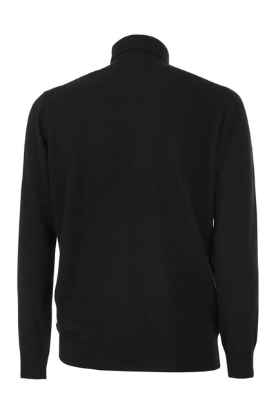 Shop Mc2 Saint Barth Diabolik Turtleneck Sweater In Cashmere Blend In Black