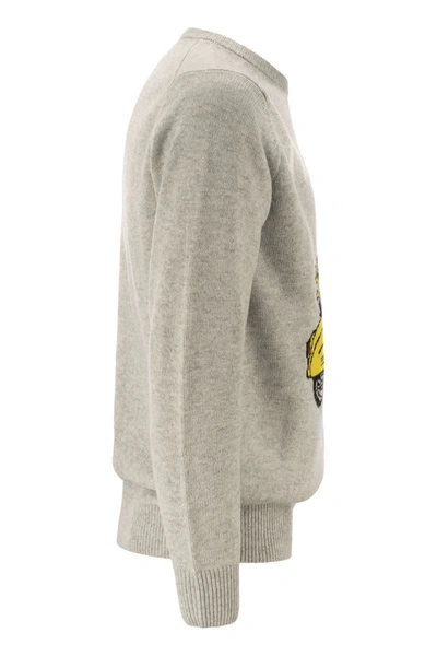 Shop Mc2 Saint Barth Snoopy Enduro Wool And Cashmere Blend Jumper In Melange Grey