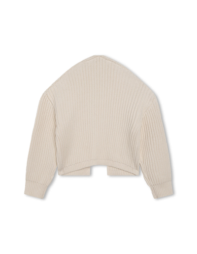 Shop Chloé Ivory Knitted Open Cardigan In Bianco