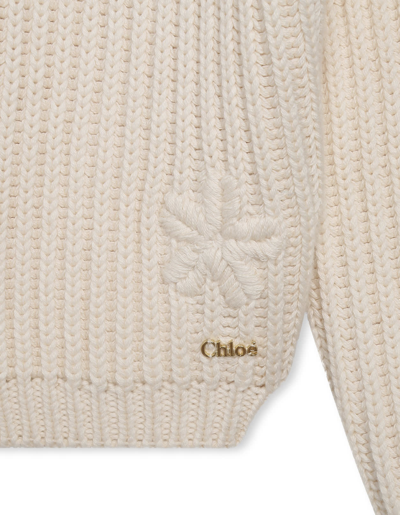 Shop Chloé Ivory Knitted Open Cardigan In Bianco