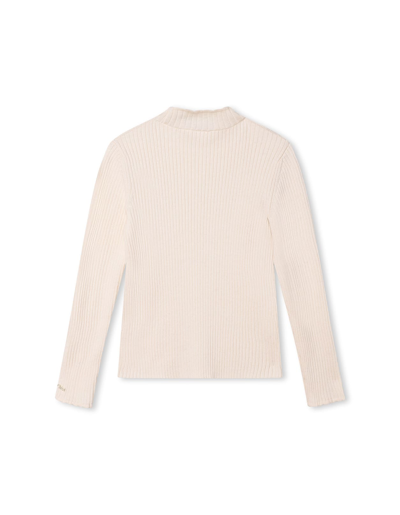 Shop Chloé Ivory Ribbed Knitted Pullover In Bianco