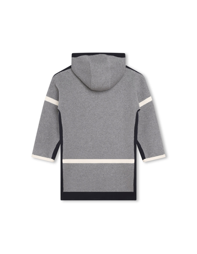 Shop Chloé Hooded Coat In Grey And Navy Blue In Grigio