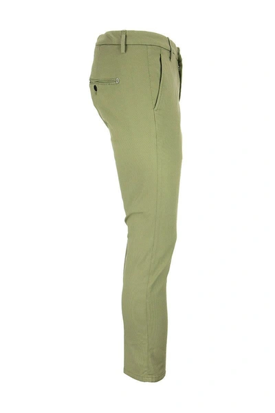 Shop Dondup Alfredo - Cotton Slim-fit Trousers In Green
