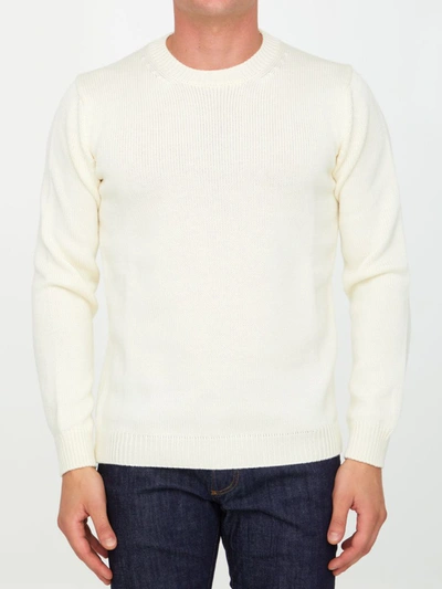 Shop Roberto Collina Cream Merino Wool Sweater