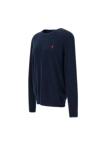 Shop Polo Ralph Lauren "classic"  Linen And Cotton Pullover In Blue