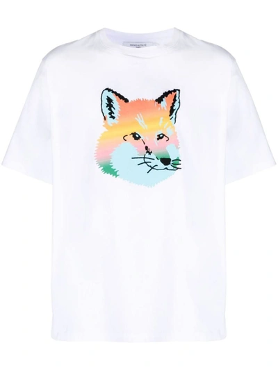 Shop Maison Kitsuné Vibrant Fox Head Easy T-shirt-shirt Clothing In White