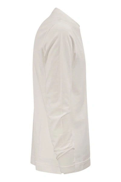 Fedeli Extreme Long-sleeved Giza Cotton T-shirt In White