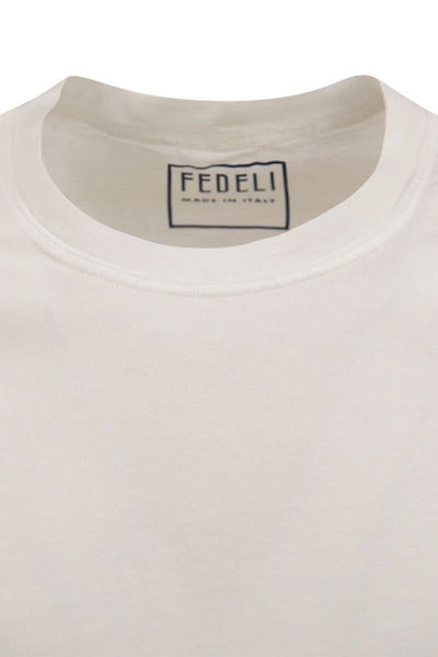 Fedeli Extreme Long-sleeved Giza Cotton T-shirt In White