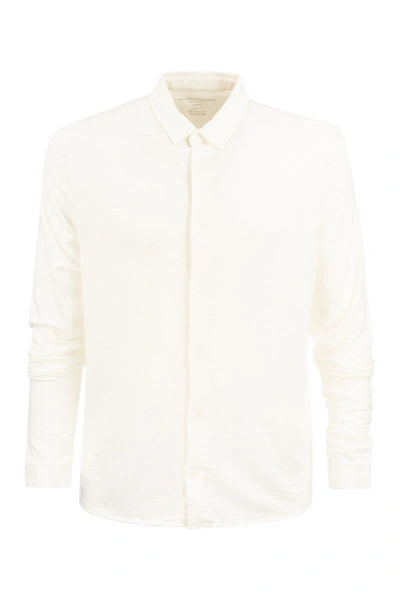 Shop Majestic Filatures Long-sleeved Linen Shirt In White