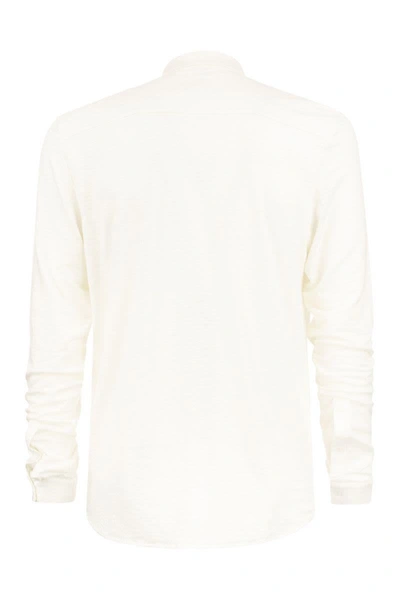 Shop Majestic Filatures Long-sleeved Linen Shirt In White