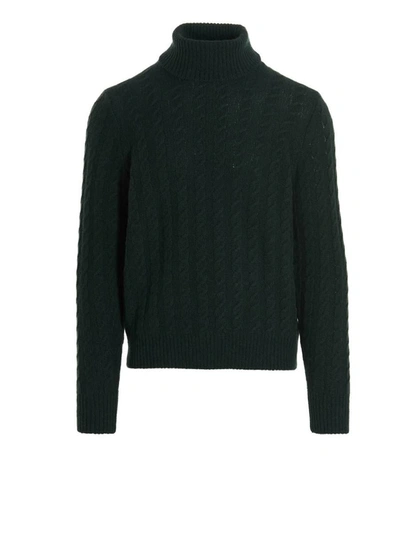 Shop Zanone Aran Cable Sweater In Green