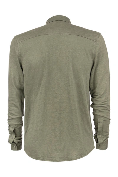 Shop Majestic Filatures Long-sleeved Linen Shirt In Green