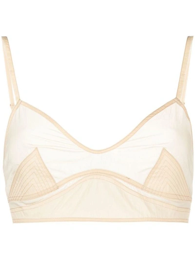 Shop Low Classic See-through Stitch Bra-top Clothing In Light Beige