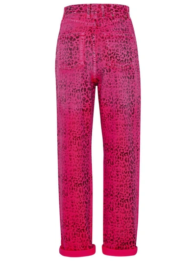Shop Golden Goose Animal-print Cotton Kim Jeans In Pink