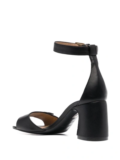 Shop Emporio Armani Leather Heel Sandals In Black