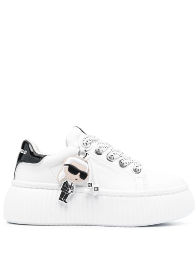 Shop Karl Lagerfeld Logo-charm Flatform Sneakers In White