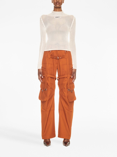 Shop Off-white Off-logo Open-knit Top In Neutrals