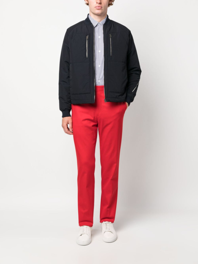 Shop Fursac Low-rise Stretch-cotton Chinos In Red