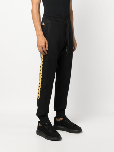 Shop Versace Jeans Couture Chain-print Track Pants In Black