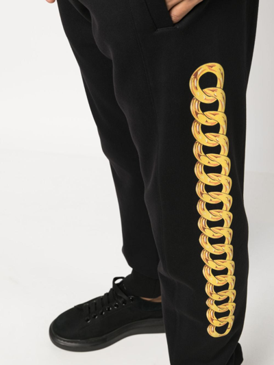 Shop Versace Jeans Couture Chain-print Track Pants In Black