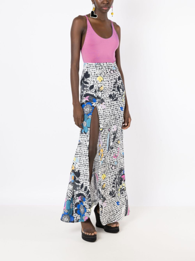 Shop Amir Slama Floral-print Maxi Skirt In Multicolour