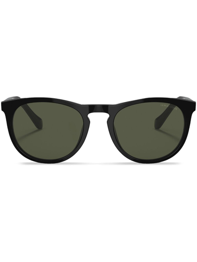 Shop Giorgio Armani Logo-print Round-frame Sunglasses In Black