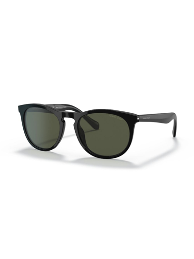 Shop Giorgio Armani Logo-print Round-frame Sunglasses In Black