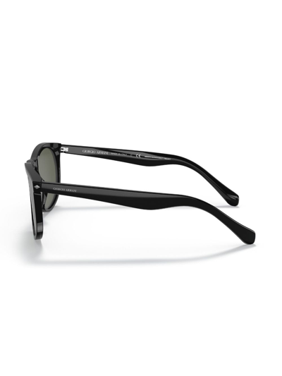 Shop Giorgio Armani Logo-print Round-frame Sunglasses In Black