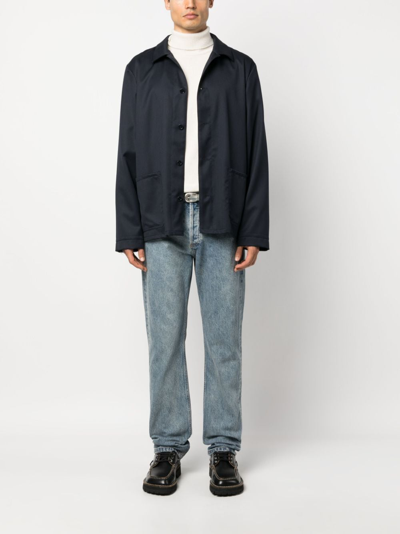 Shop Apc Wool Shirt Jacket In Blue