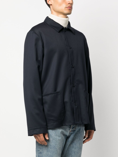 Apc Wool Shirt Jacket In Blue