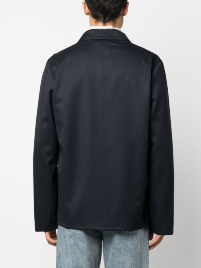 Shop Apc Wool Shirt Jacket In Blue