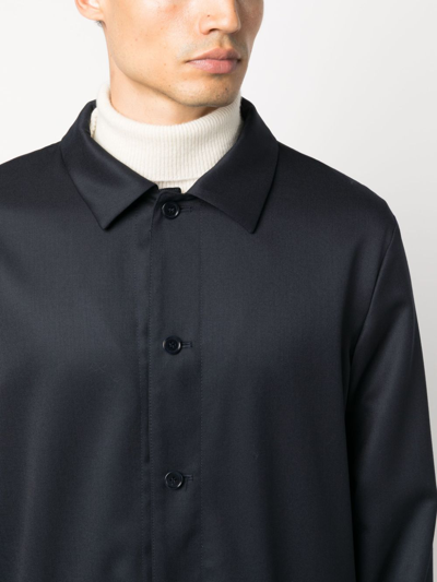 Shop Apc Wool Shirt Jacket In Blue