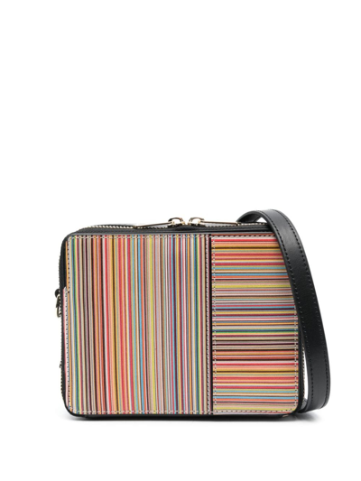 Shop Ps By Paul Smith Signature Stripe Leather Crossbody Bag In Black